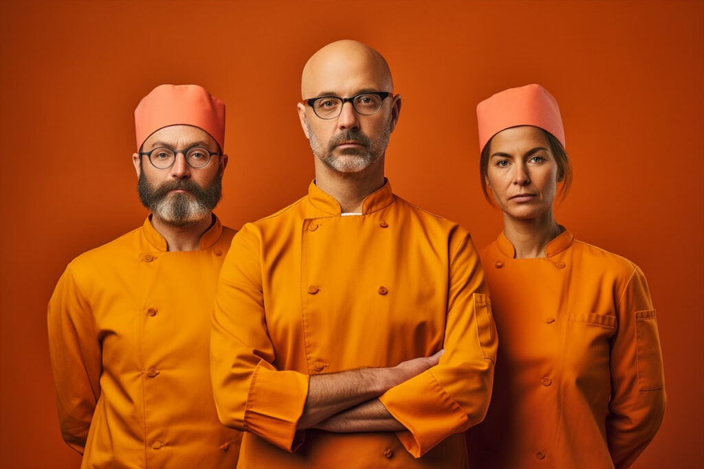 illustration of 3 serious looking chefs