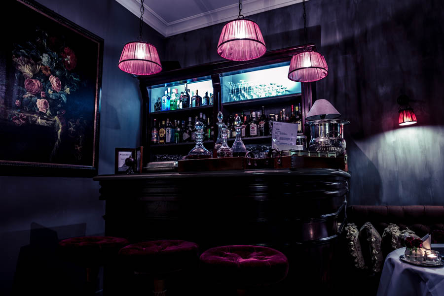 Interior of bar in speakeasy style