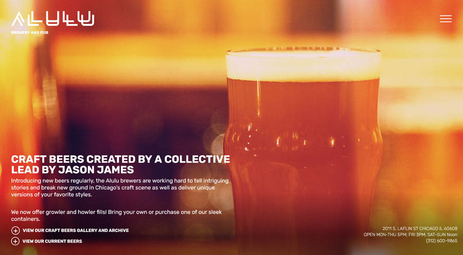 Website of the brewpub Alulu