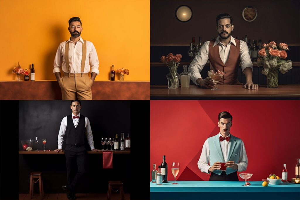 collage of 4 bartenders