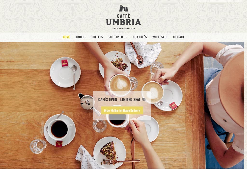 Website of Caffé Umbria