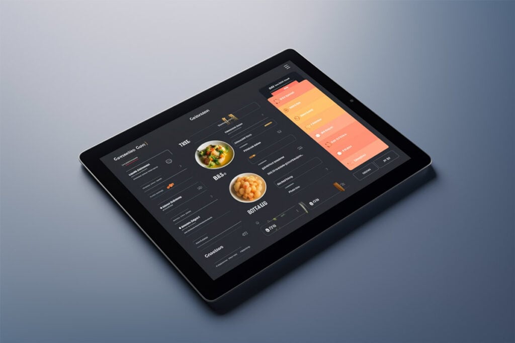 Illustration of a cloud-based restaurant POS tablet