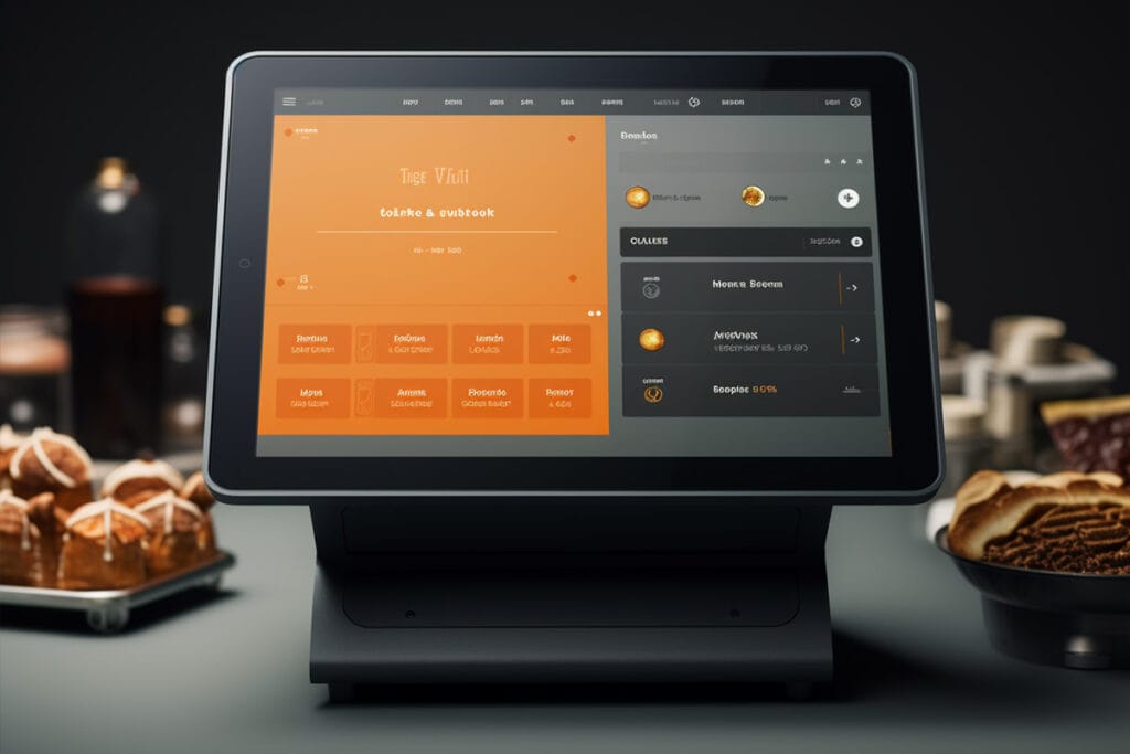 Illustration of a cloud-based restaurant POS terminal