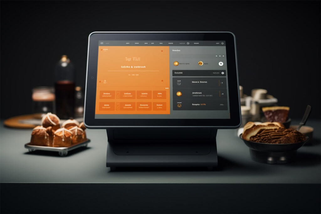 Illustration of a cloud-based restaurant POS terminal