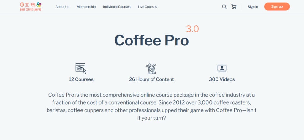 Booth Coffee Campus - Coffe Pro Course