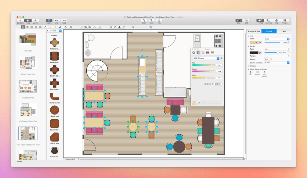 ConceptDraw restaurant floor plan software