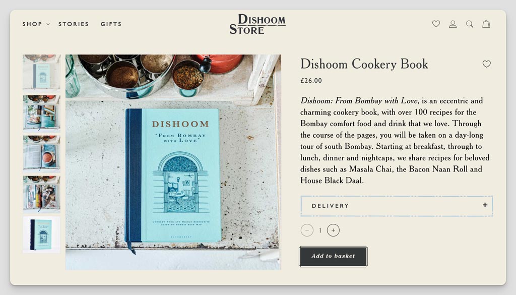Dishoom store cookbook example