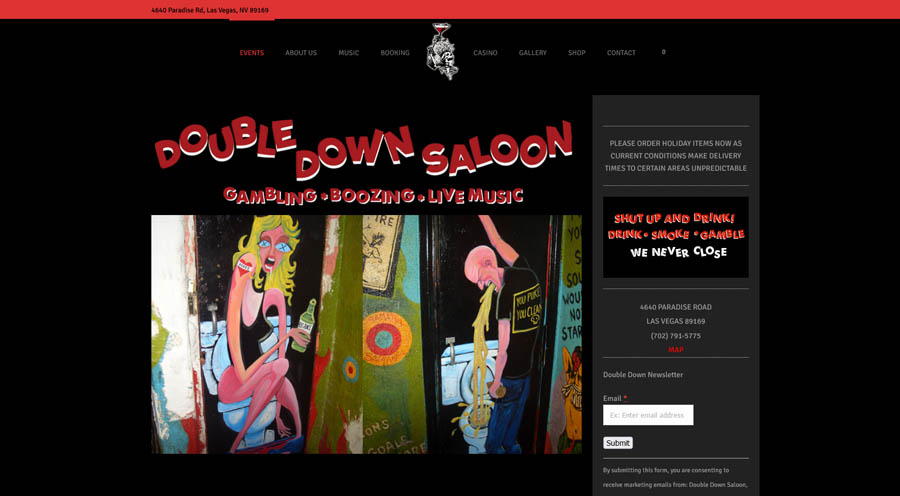 website screenshot of dive bar Double Down Saloon