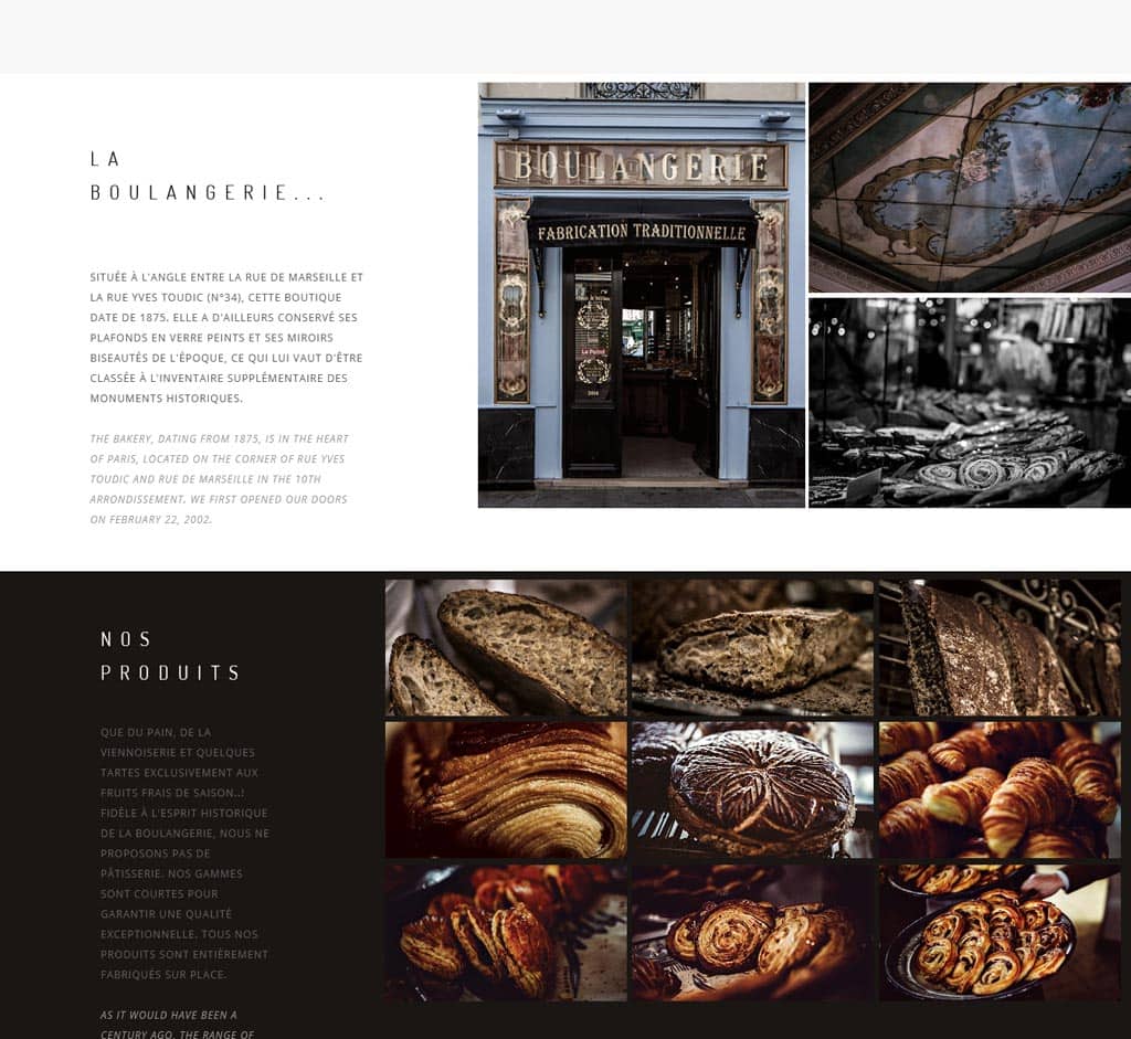 website of Du Pain et des Idees boulangerie