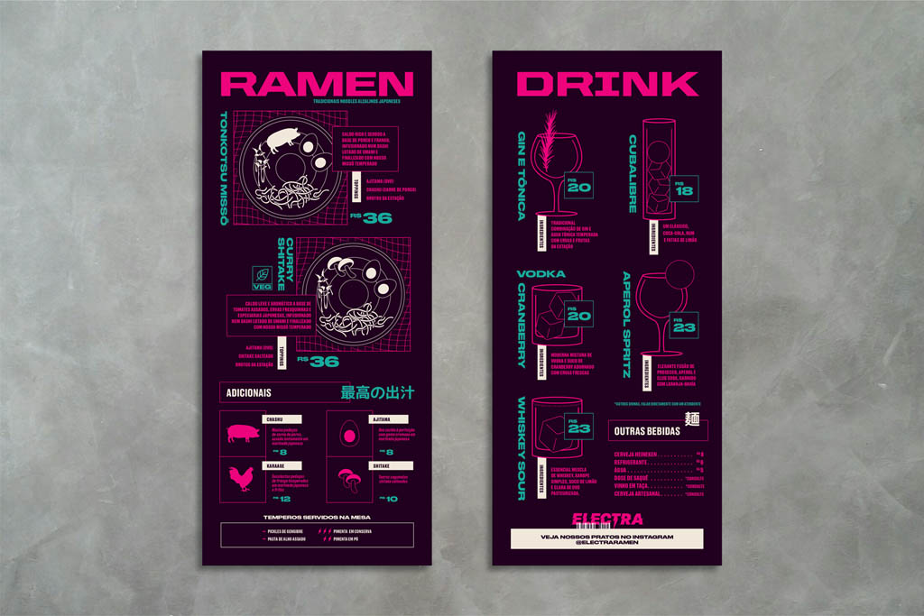 Electra Ramen Japanese Bar in Brasil - Menu Design by FatFaceStudio