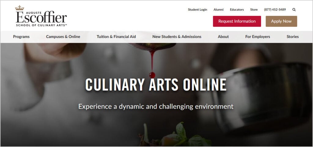 Escoffier School of Culinary Arts - Online Culinary Arts Programs website