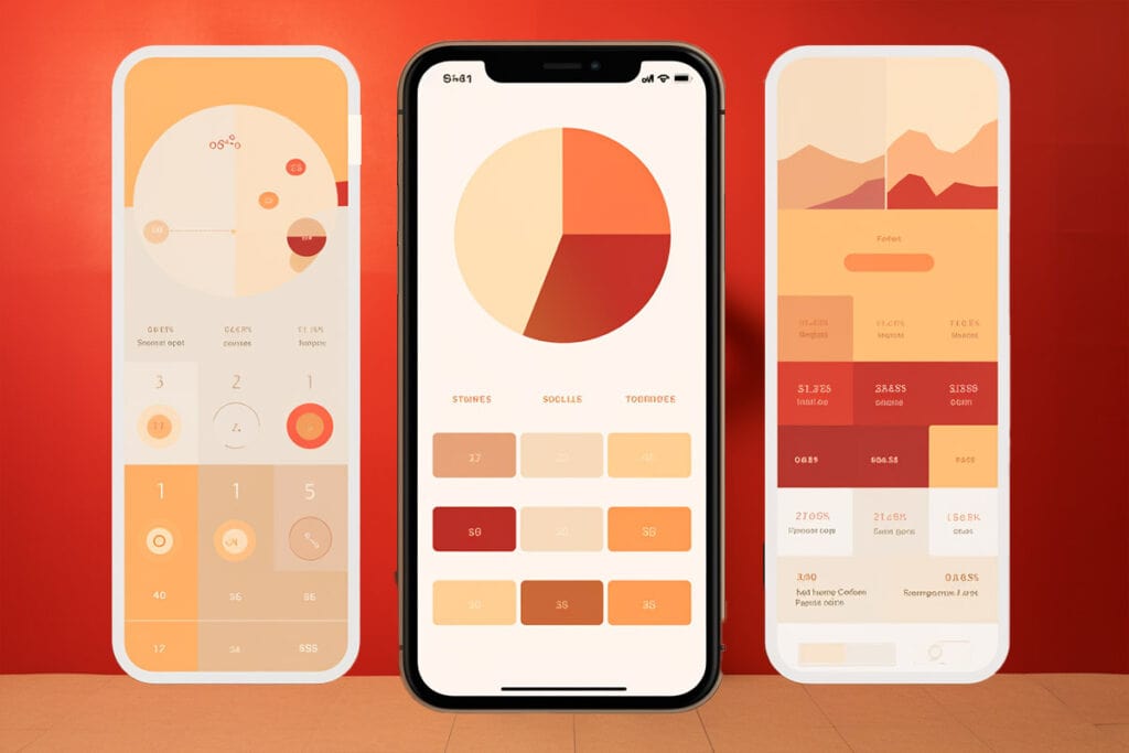 Illustration of 3 mobile devices showing business planning apps business 