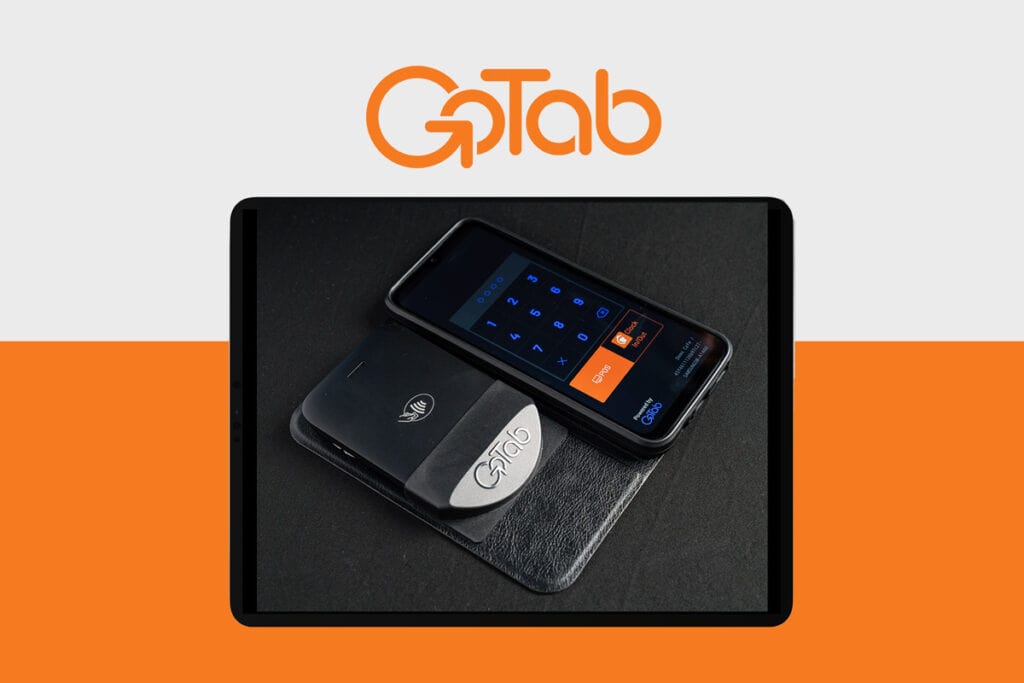 graphic with photo of GoTab Pocket POS device