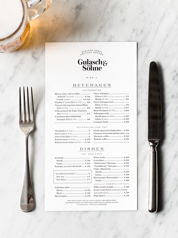 Gulasch & Söhne - Menu by Moodley Design