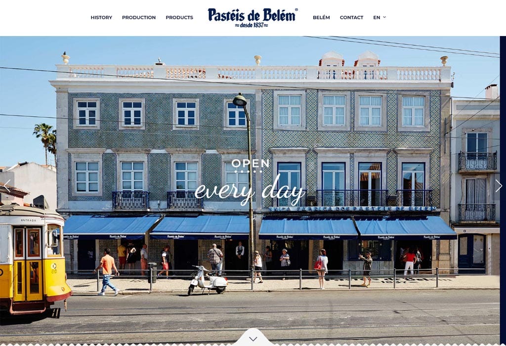 website image of pastry shop Pastéis de Belém