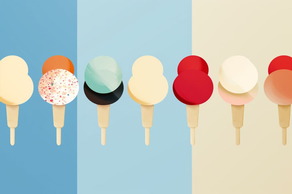 illustration of 7 ice cream cones