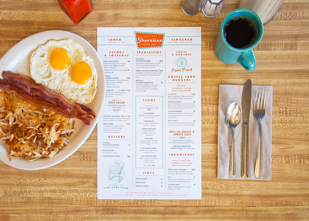 Shoreline Coffee Shop Menu by Bootjack Design