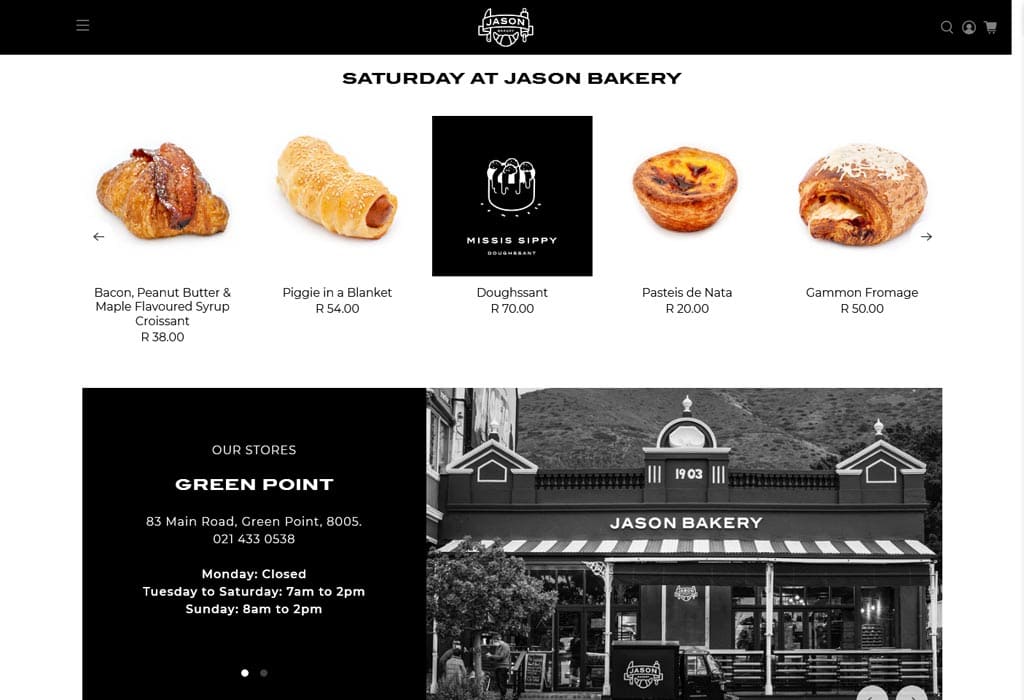 webdesign example of Jason Bakery