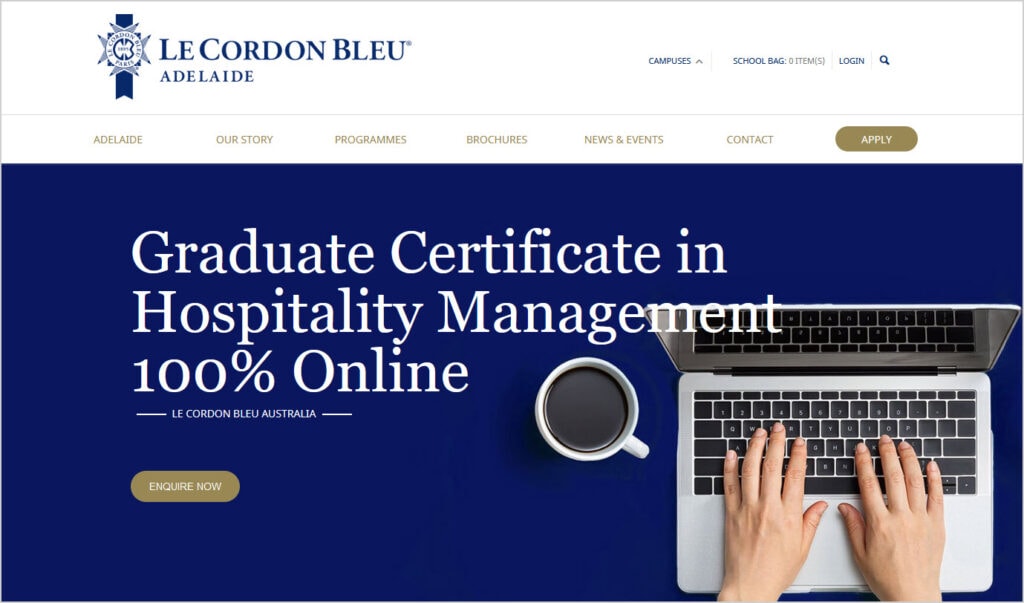 Le Cordon Bleu - Graduate Certificate in Hospitality Management website