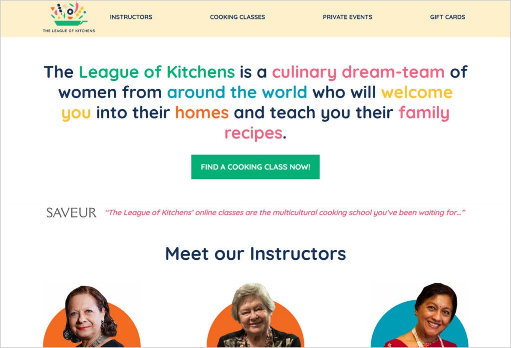 The League of Kitchens website
