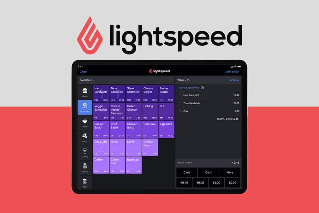 graphic showing a POS tablet running Lightspeed