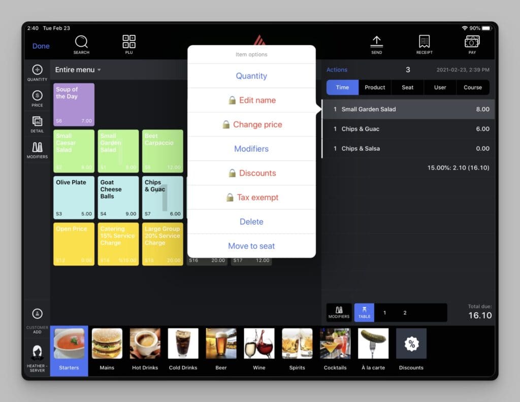 Lightspeed menu management