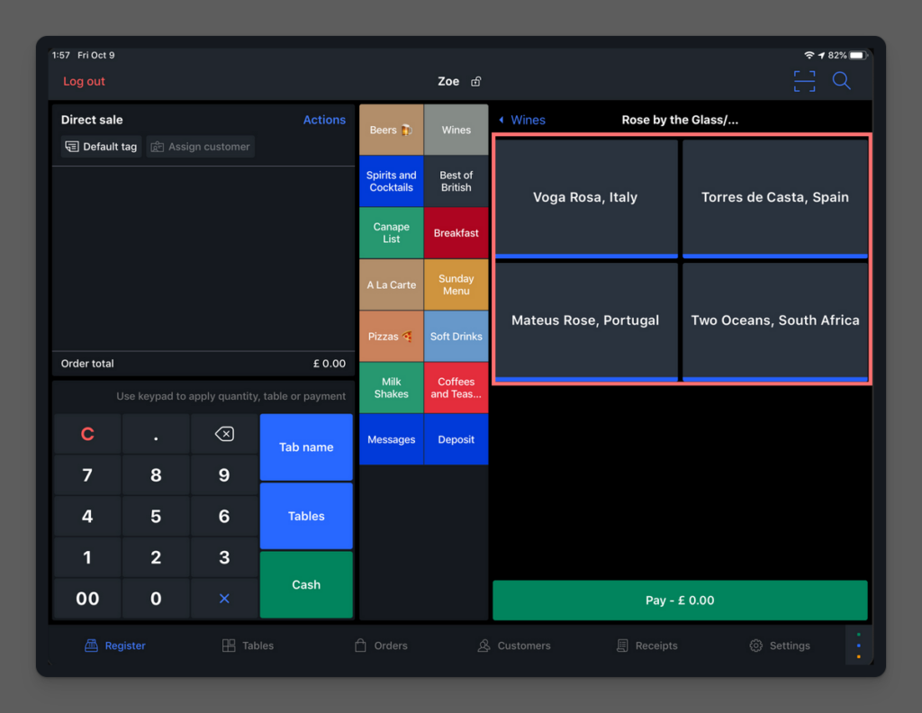 Screenshot of a sales dashboard in Lightspeed POS