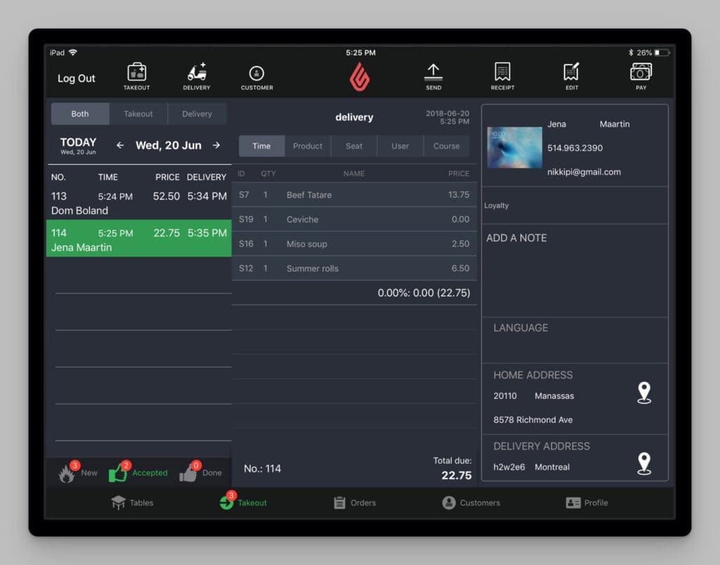 Lightspeed restaurant order dashboard