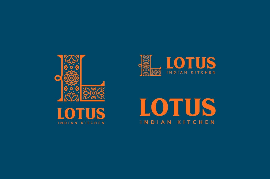 Lotus Indian Kitchen - Branding by Alan Cheetham. Nottingham, UK