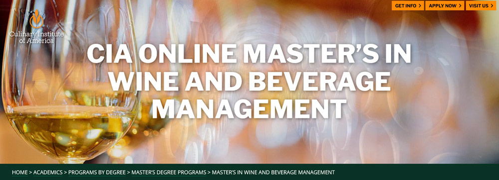 CIA Online Master’s in Wine and Beverage Management website