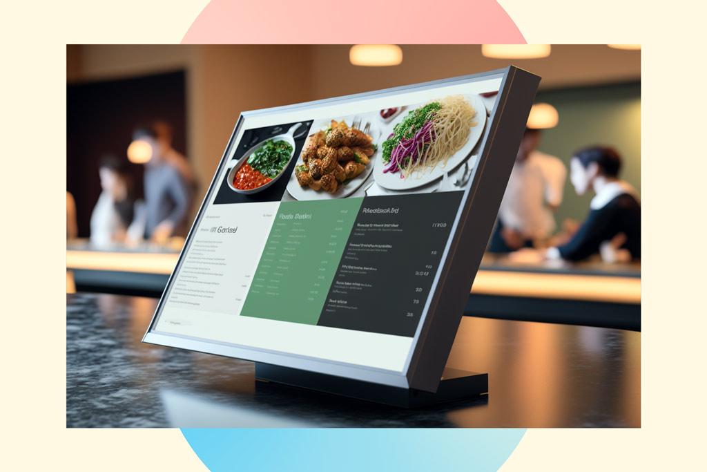 Illustration of a POS display in a restaurant