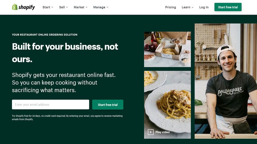 Screenshot 2022 Restaurant Online Ordering System - Build a Restaurant Website with Shopify