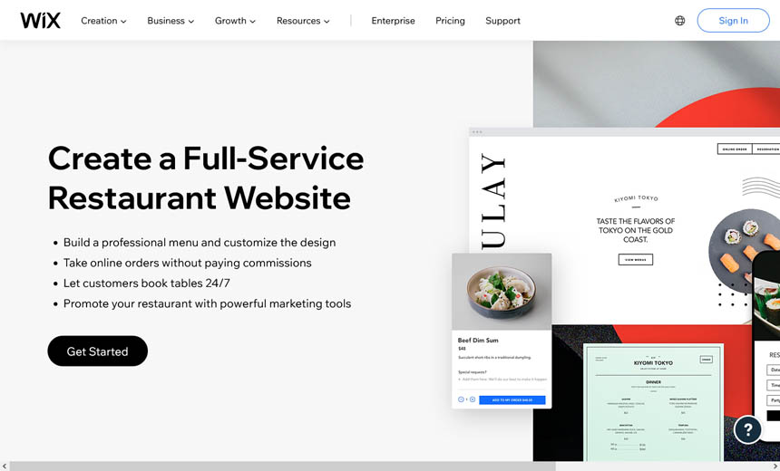 Screenshot 2022 Restaurant Website Builder Online Ordering System Wix.com