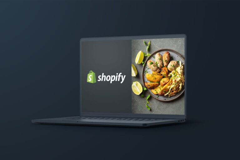 Shopify for restaurants mockup on laptop