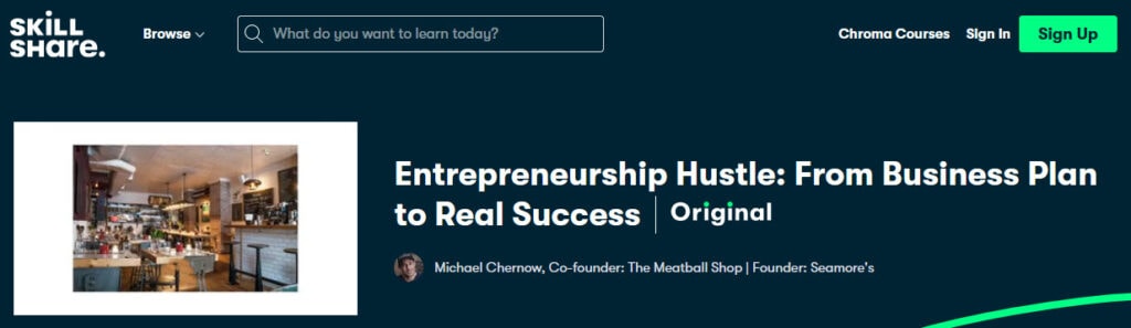 Michael Chernow - Entrepreneurship Hustle: From Business Plan to Real Success course websie Skillshare