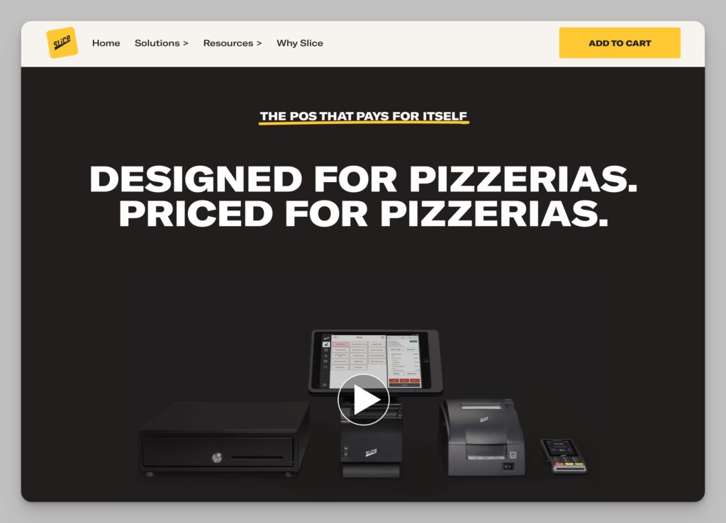 Slice POS for Pizzerias website