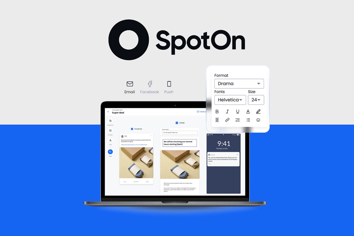 Graphic showing SpotOn marketing tool