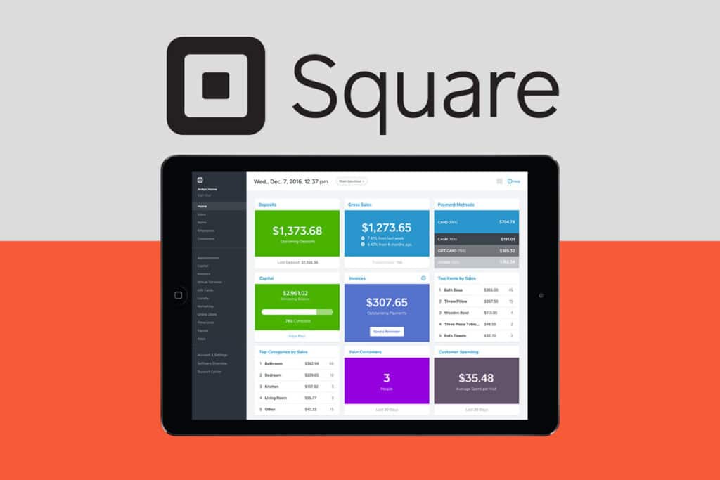 graphic with an example of Square's dashboard