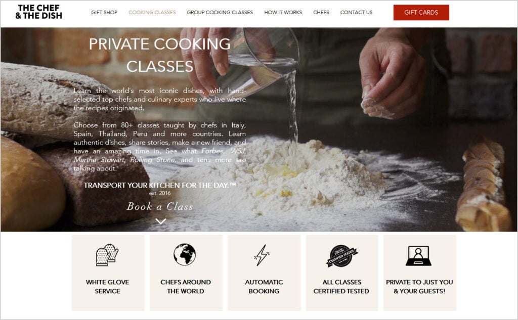 The Chef & The Dish - Private Online Cooking Classes website