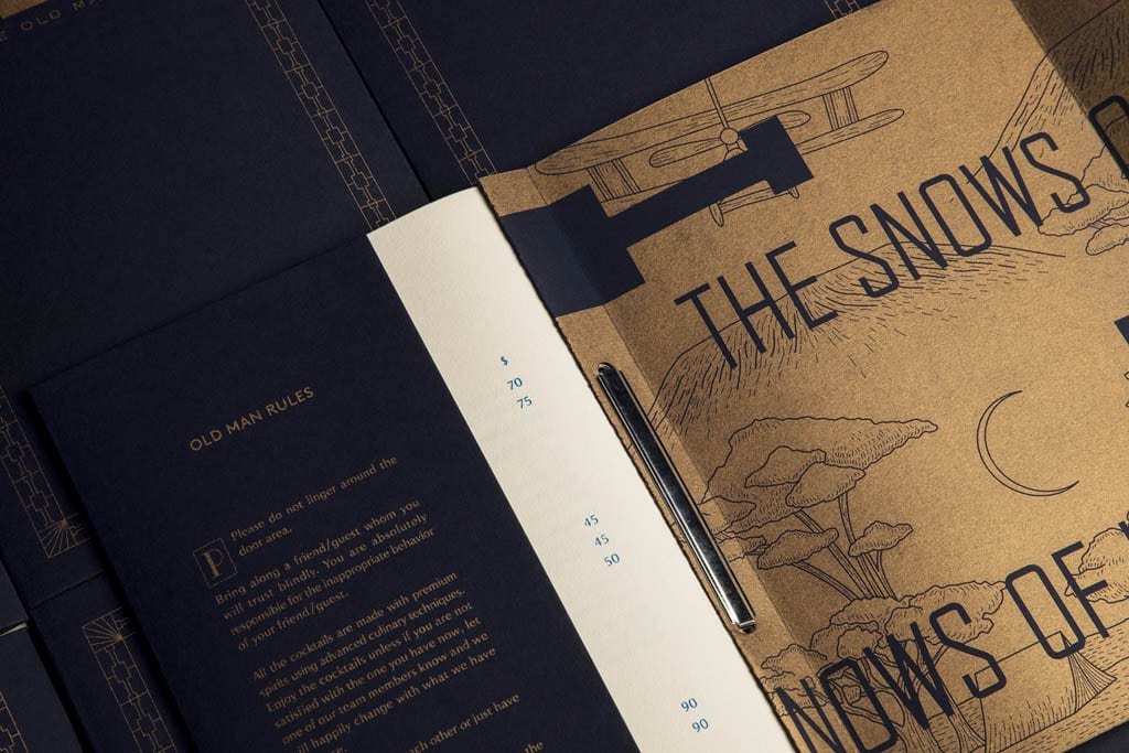 The Old Man Bar Hong Kong - Menu Design by Oddity Studio