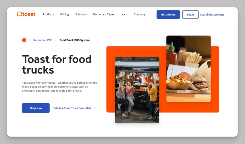 Toast POS for food trucks website