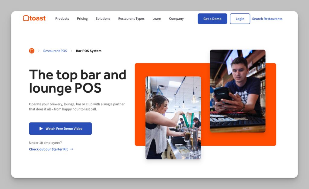 Toast Bar POS website