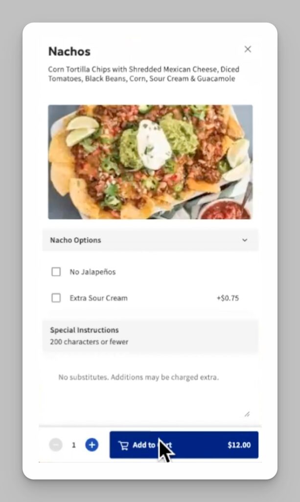 Toast POS online ordering screenshot