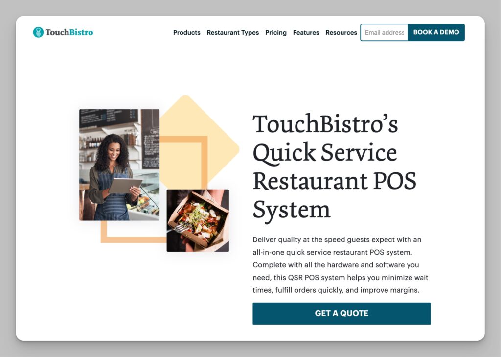 TouchBistro website for quick-service restaurants