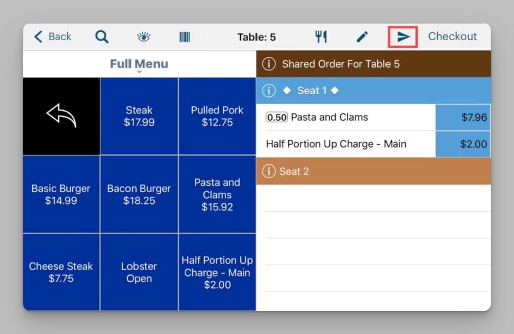 screenshot of TouchBistro menu dashboard