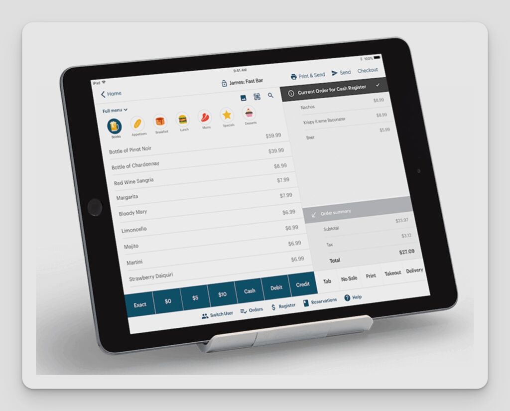 TouchBistro dashboard on iPad