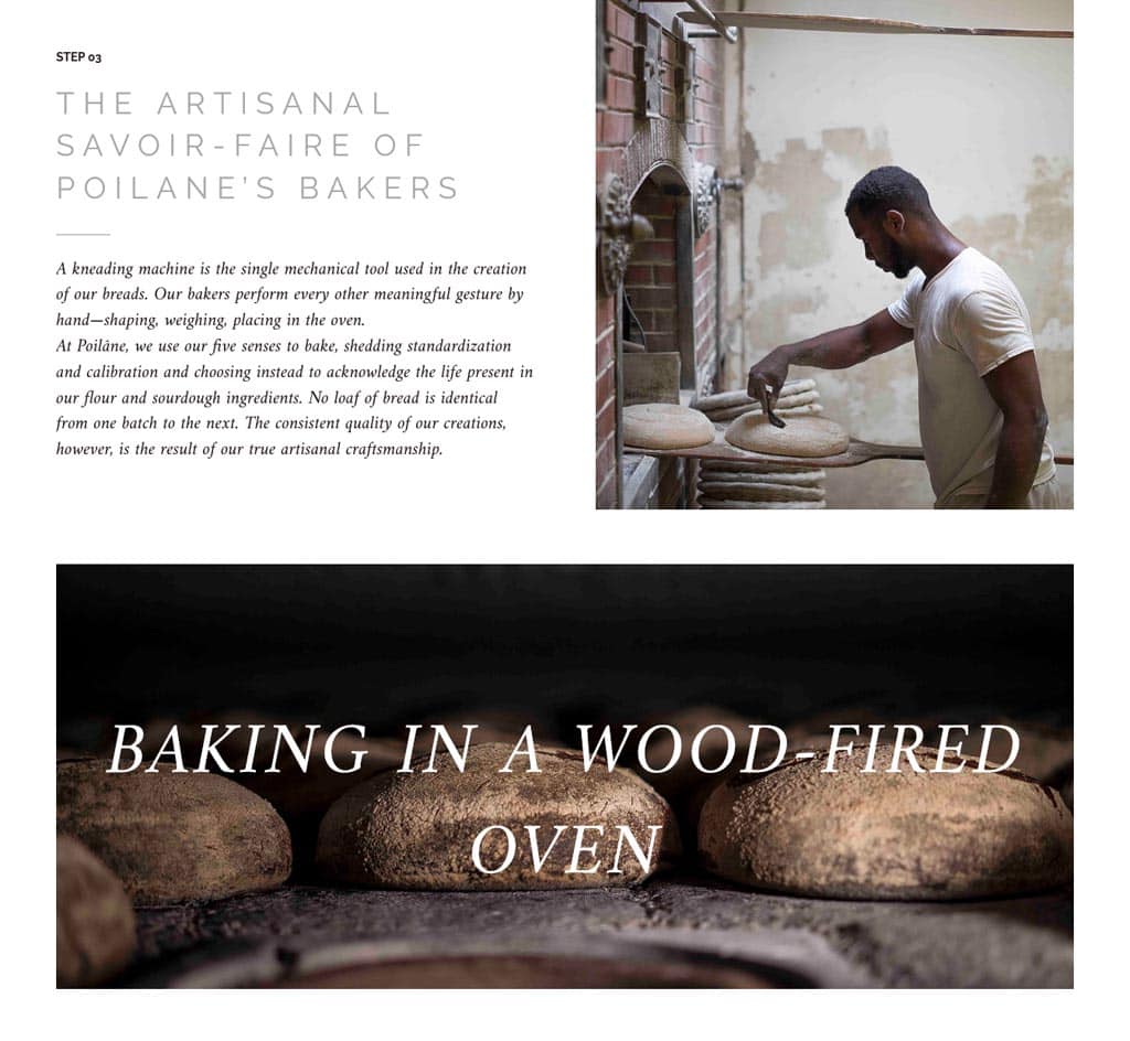 Image of website design of Poilane Bakery