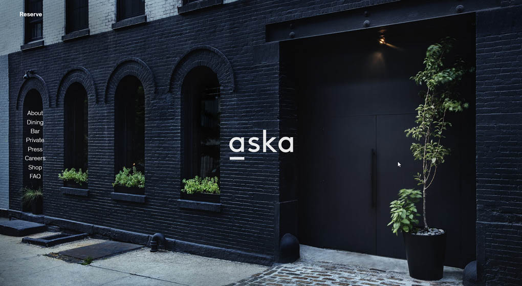 Aska is a two-star Michelin restaurant in Brooklyn Restaurant Website Design 