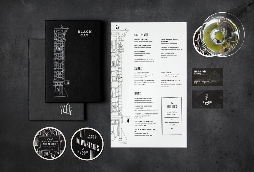 Black Cat Bar - Menu Design by Bootjack Design