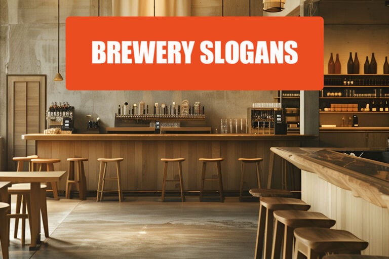 brewery slogan sign with brewery interior